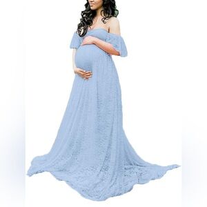 Elegant Blue Maternity Dress
